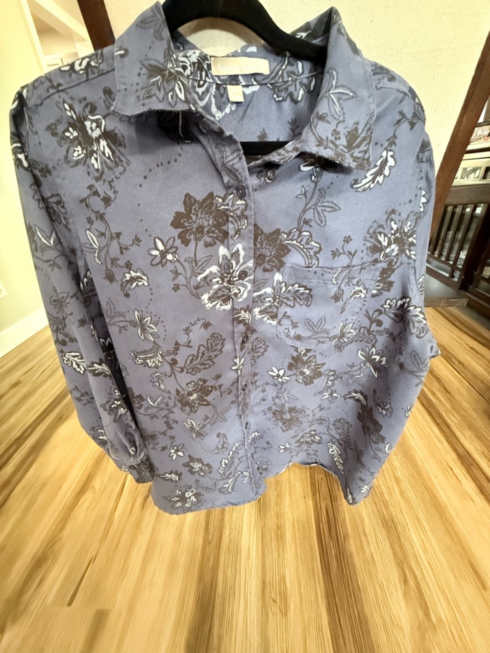 Woman Within Navy and Light Blue Floral Top - Picture 4 of 4